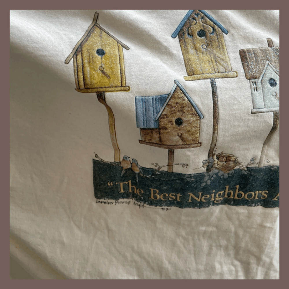 Jerzees Birdhouse Graphic Tee | Cream | Size 2X | Vintage - Picture 5 of 7